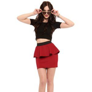 *Final Price Reduction* Gypsy Warrior Lola Peplum Skirt in Crimson